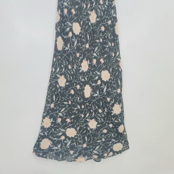 Vintage Silk Floral Print Maxi Dress Bias Cowl Neck Charter Club Sheer Lined 4P - Picture 3 of 11